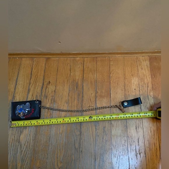 Brutus on motorcycle leather trifold wallet with chain popeye olive oyl cartoons - Picture 5 of 6